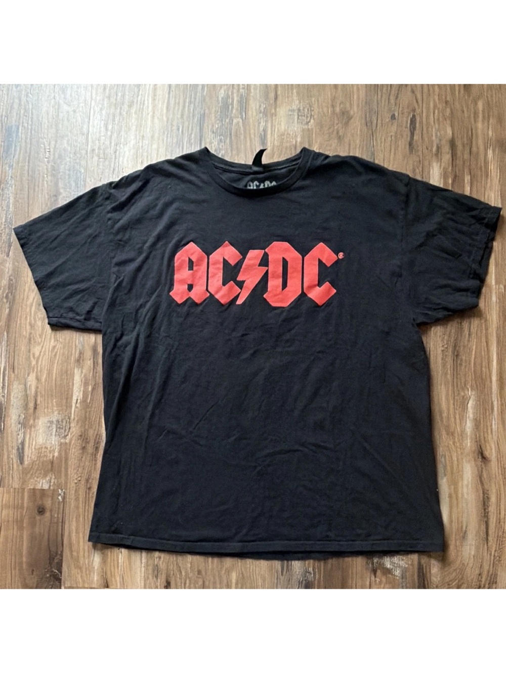 AC/DC Black Tee with Red Logo Graphic